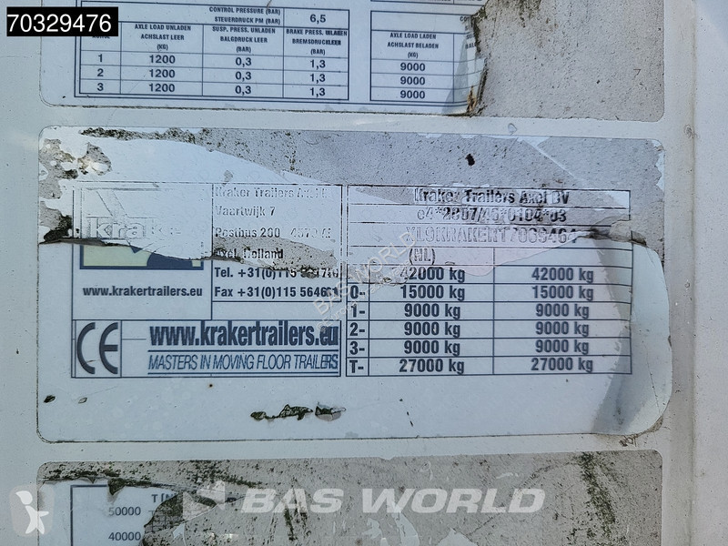Sættevogn Kraker trailers CF-Z 3 axles Lift...