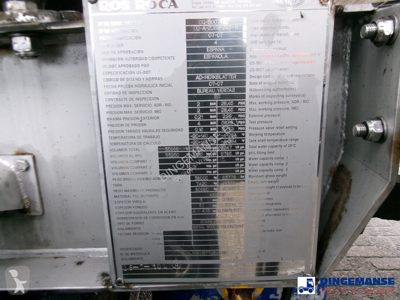 Semiremorca Indox Chemical tank inox L4BH 33.5...