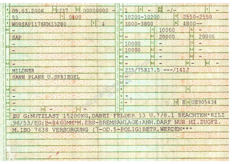 Semi remorque  Mildner SAP / 1 Achs