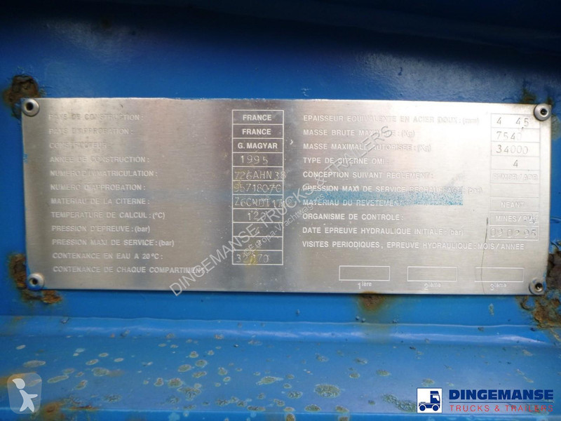 نصف مقطورة Magyar Chemical tank inox L4BH 32.9...