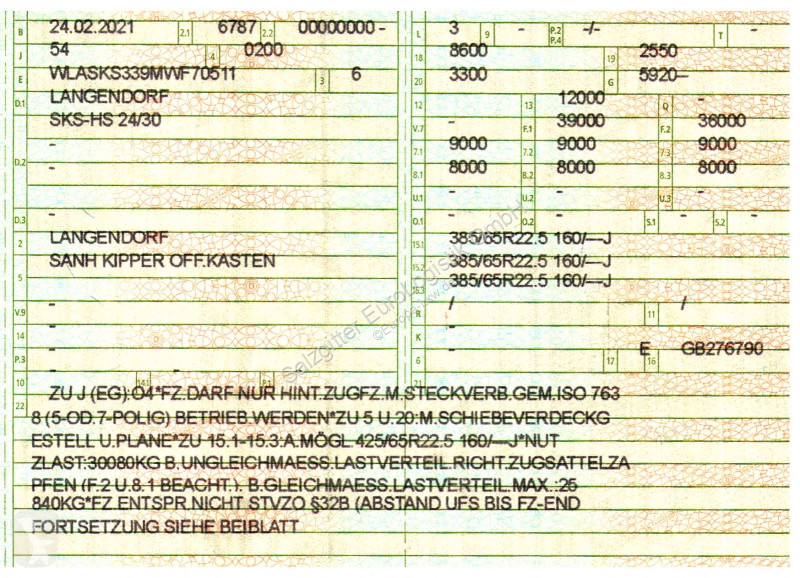 نصف مقطورة Langendorf SKS-HS 24/30 / Alu-Felgen...