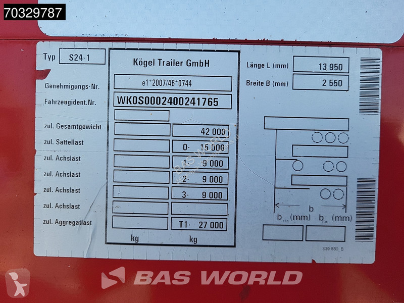 نصف مقطورة Kögel S24-1 Sliding Roof SAF