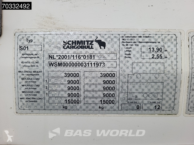 نصف مقطورة Schmitz Cargobull S01 APK 01/27 Lift...