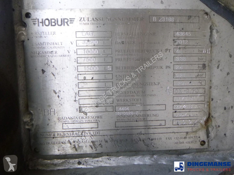 LAG Chemical tank inox L4BH 32.5 m3 / 3 comp...