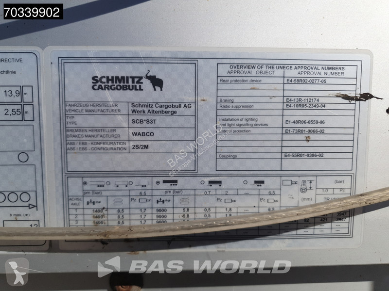 Schmitz Cargobull SCB*S3T 3 axles Sliding roof...