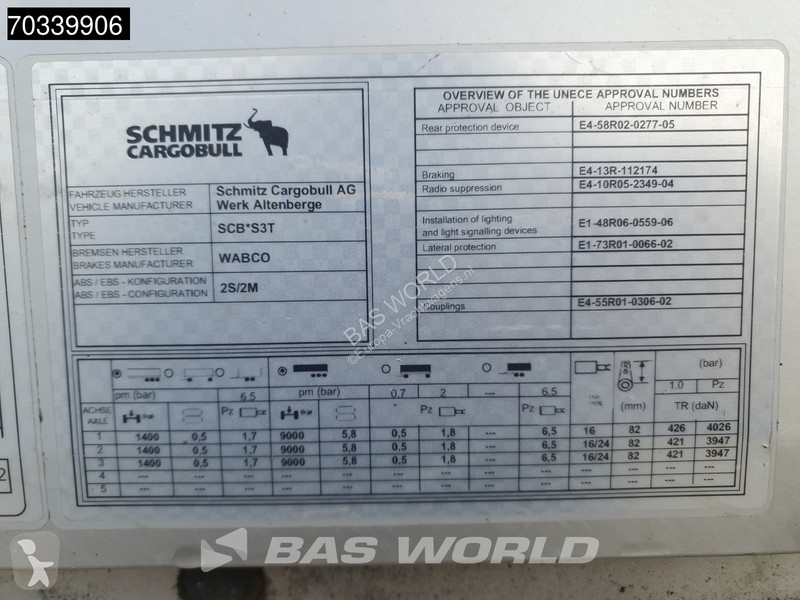 Schmitz Cargobull SCB*S3T 3 axles Sliding Roof...