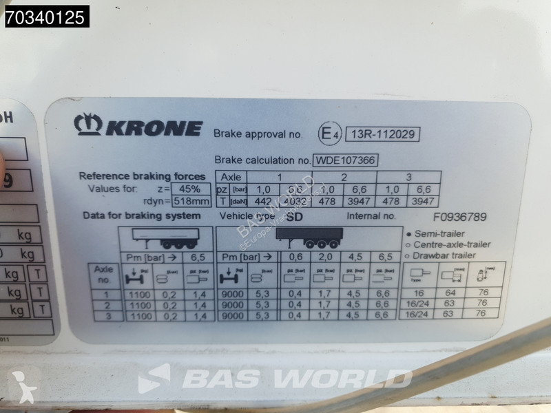 Krone 3 axles Lift Axle Sliding Roof Hardwood...
