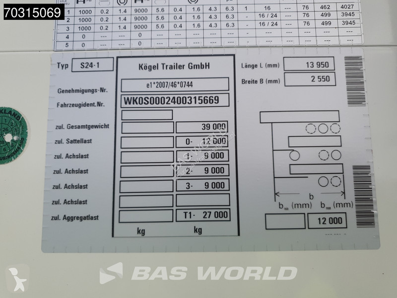 Návěs Kögel S24-1 S24-1 3 axles APK 08/27...