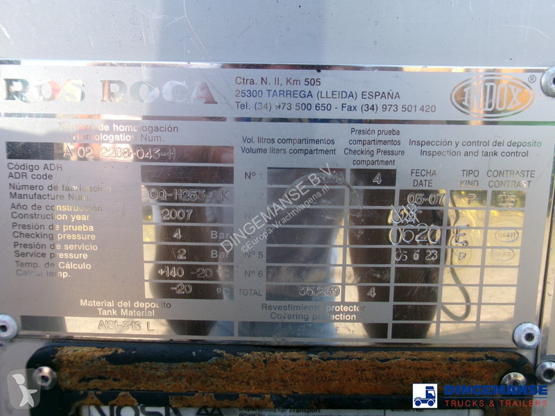 Semiremorca Indox Chemical tank inox 35.2 m3 /...