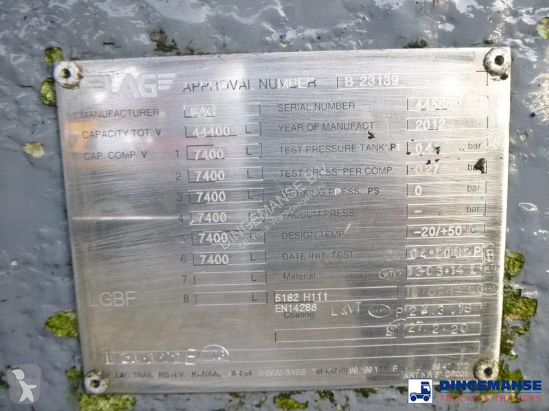 نصف مقطورة LAG Fuel tank alu 44.4 m3 / 6 comp +...