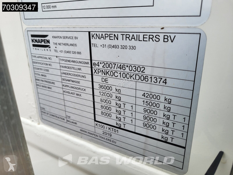 نصف مقطورة Knapen K100 Lifting Axle 92m3 10mm