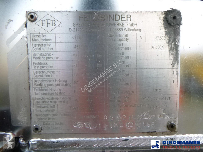 Semi remorque Feldbinder Chemical tank inox...