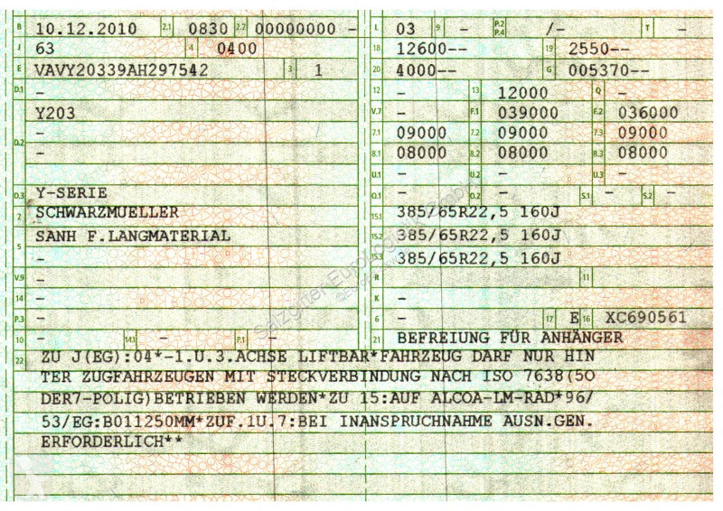 Semirimorchio Schwarzmüller Y203 / Liftachse /...