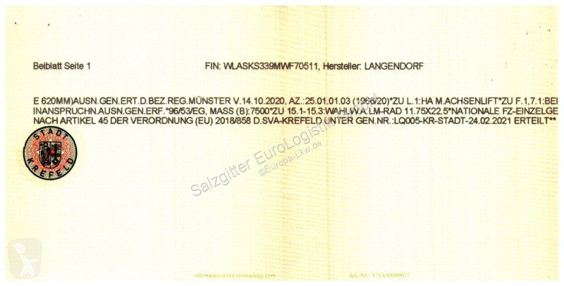 نصف مقطورة Langendorf SKS-HS 24/30 / Alu-Felgen...