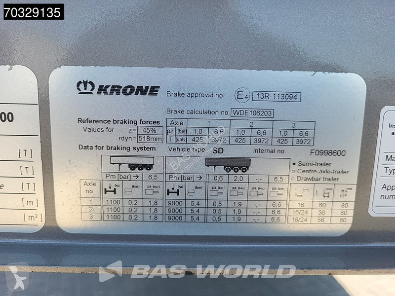 Semi remorque Krone Palletenkasten Lift Axle