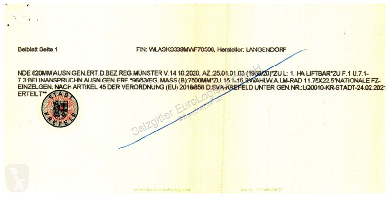 نصف مقطورة Langendorf SKS-HS 24/30 / Alu-Felgen...