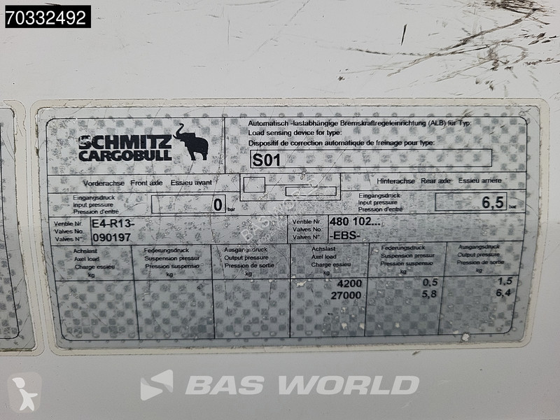 نصف مقطورة Schmitz Cargobull S01 APK 01/27 Lift...