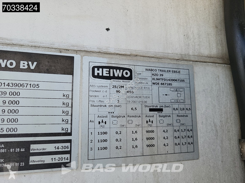 Heiwo HZO 39 3 axles Tailgate 250x260cm...