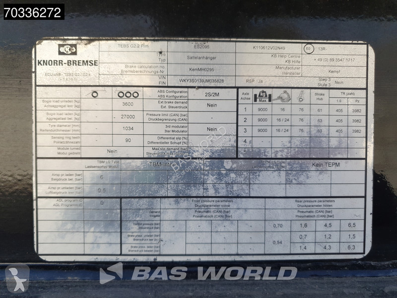 Kempf MOT 03/27 Lift Axle 36m3 Alcoa Hydr....