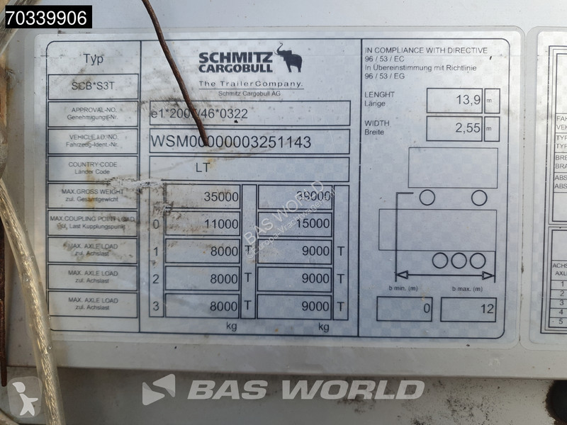 Schmitz Cargobull SCB*S3T 3 axles Sliding Roof...