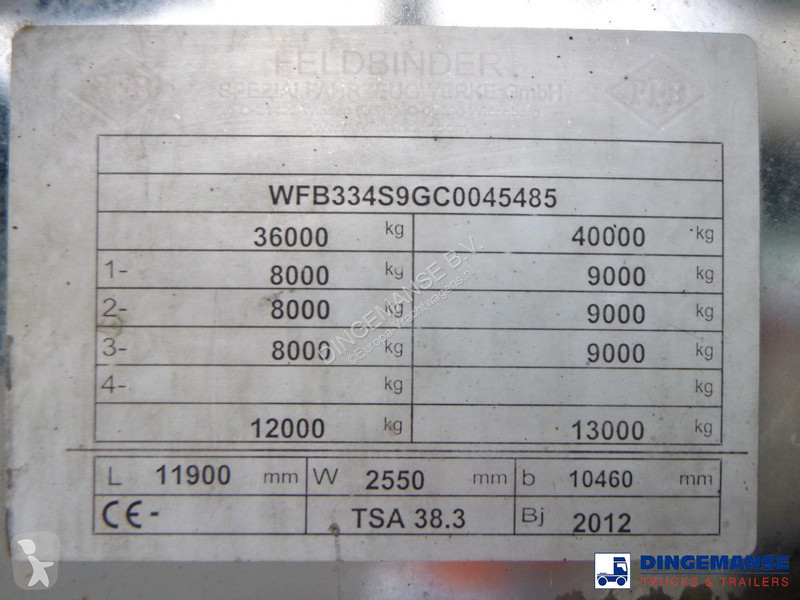Semi remorque Feldbinder Chemical tank inox...