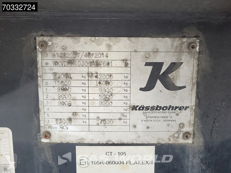 نصف مقطورة Kässbohrer XS Tailgate 2x Lift Axle