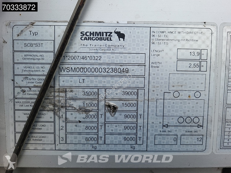 Oplegger Schmitz Cargobull SCB*S3T 3 axles...