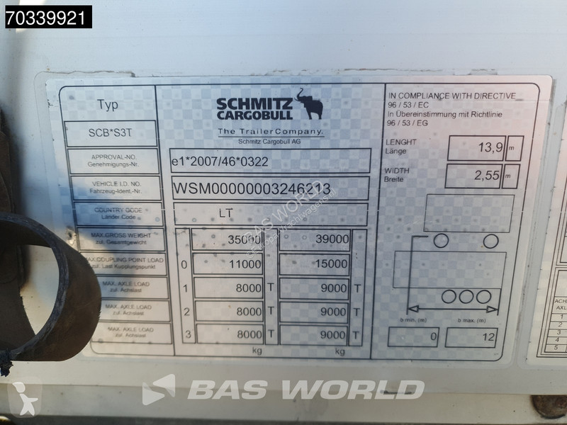 Schmitz Cargobull SCB*S3T 3 axles Sliding roof...