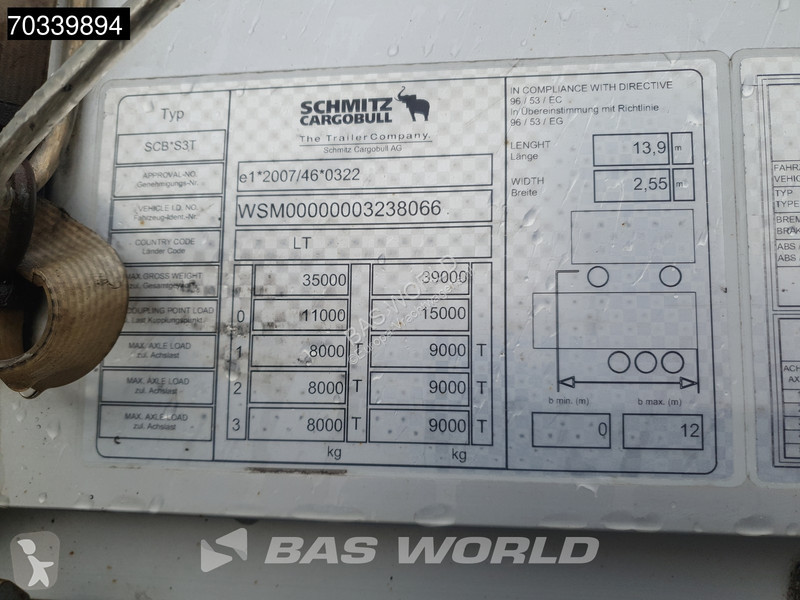 Schmitz Cargobull SCB*S3T 3 axles Sliding Roof...