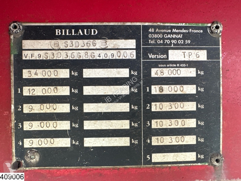 Oplegger Billaud Chassis Wood transport,...