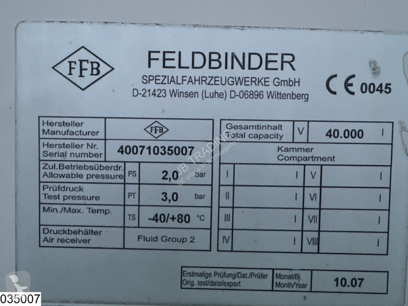 Oplegger Feldbinder Silo 40.000 Liter, 3 Comp