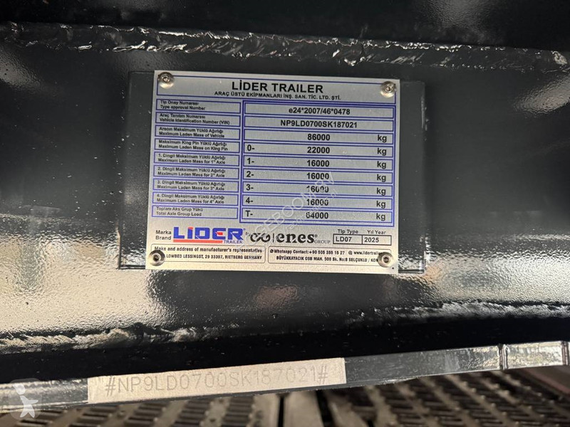 Трал Lider ld07 86 ton 4 axel steel spring UNUSED