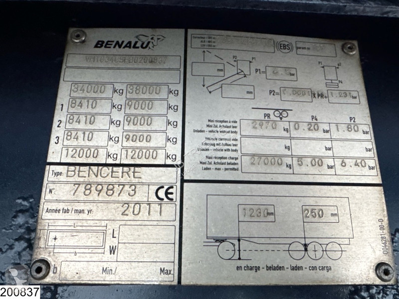 نصف مقطورة Benalu kipper 60m3, Lift axle