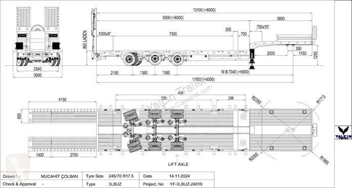 نصف مقطورة Yalcin PTE ENGIN 3 ESSIEUX EXTENSIBLE