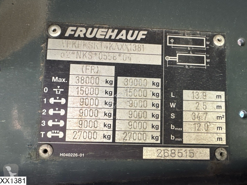 Semirremolque Fruehauf Tautliner Lift axle