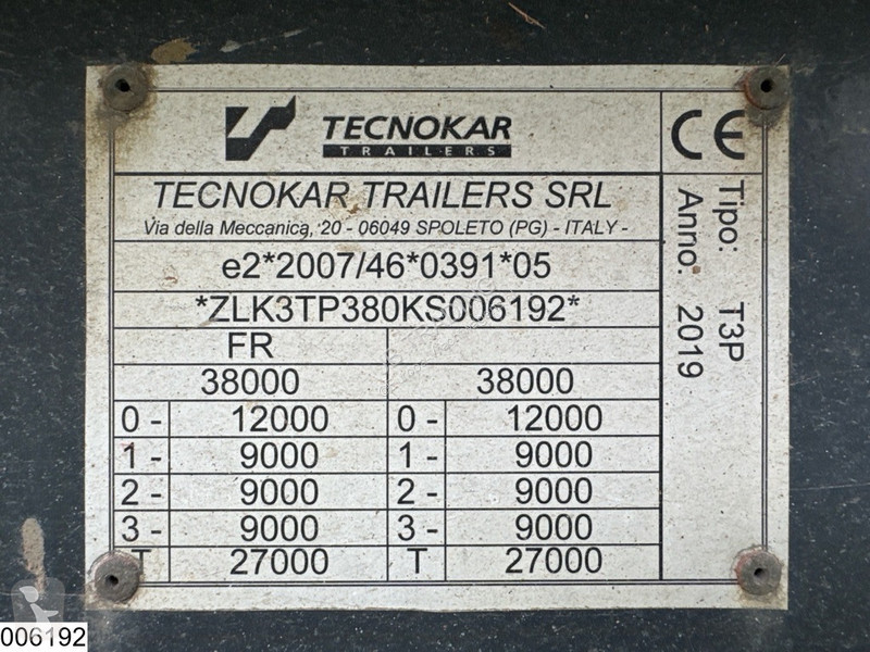 نصف مقطورة Tecnokar kipper Lift axle