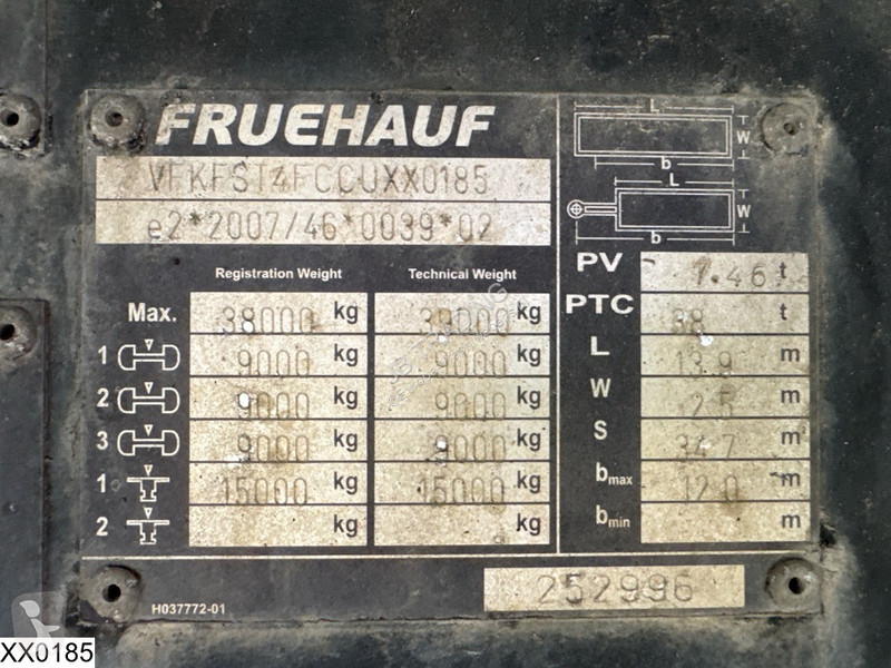Návěs Fruehauf open laadbak Lift axle