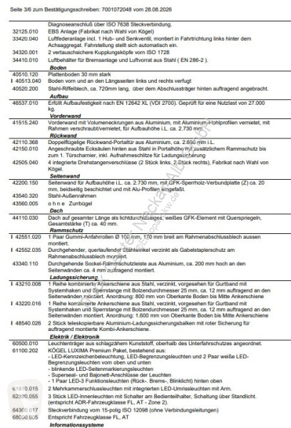Kögel   3 Achs ISO-Koffer NEUFAHRZEUG Lift ->...