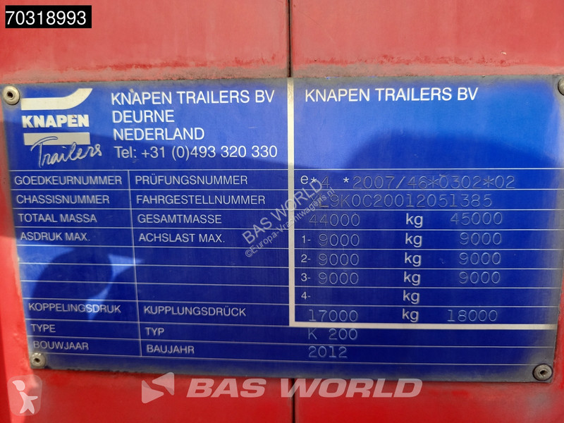 نصف مقطورة Knapen Select 3 axles APK 11/26 Lift...