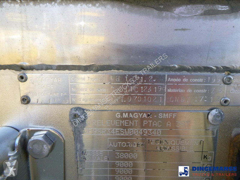 Félpótkocsi Magyar Chemical tank inox L4BH 33.3...