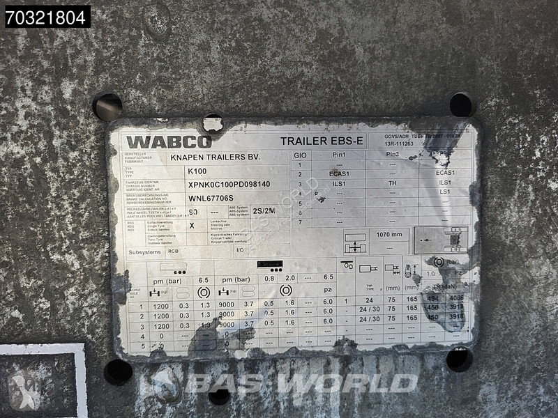 Semirimorchio Knapen K100 Lift Axle 10mm 92m3
