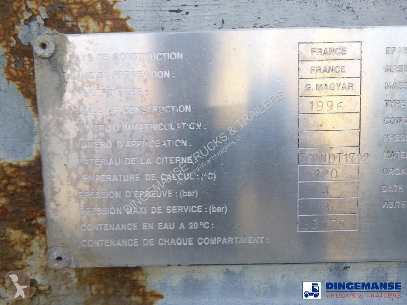 نصف مقطورة Magyar Chemical tank inox 33 m3 / 1...