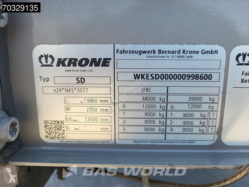 Semi remorque Krone Palletenkasten Lift Axle