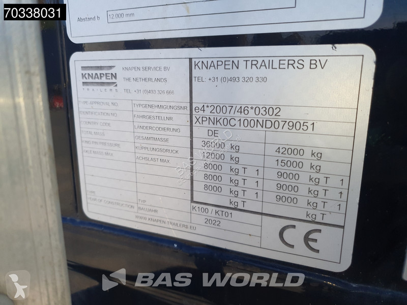 Knapen K100 10mm Remote Lift Axle BPW semi-trailer