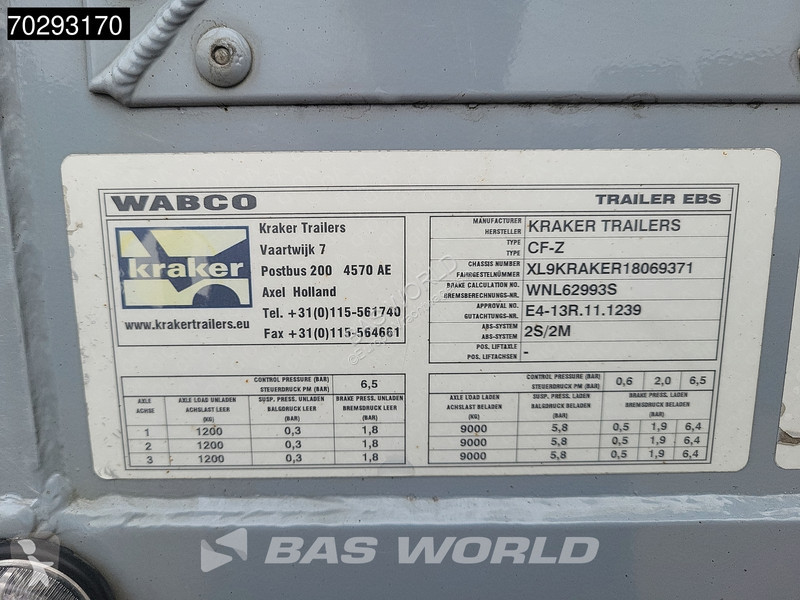 Semi reboque Kraker trailers CF-Z 3 axles TUV...