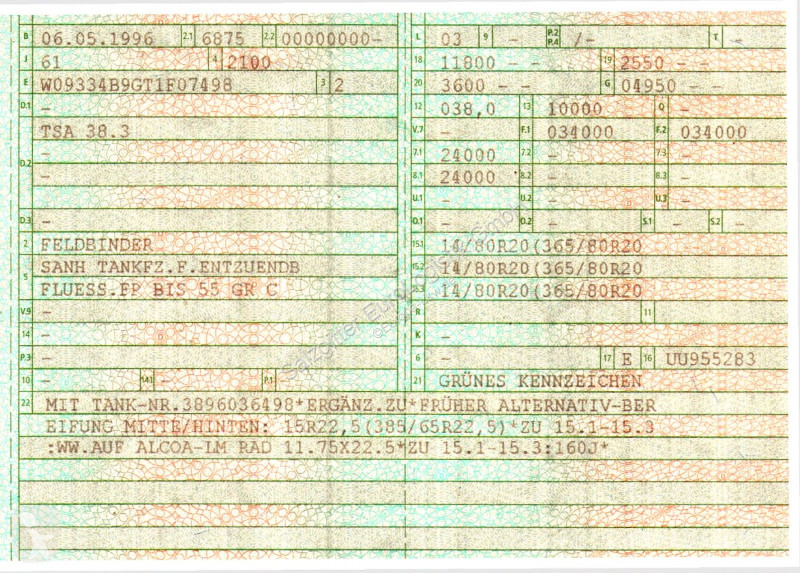 نصف مقطورة Feldbinder TSA 38.3 / Alu / ADR AT,...