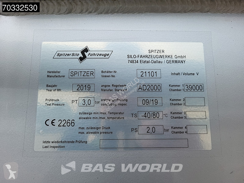 نصف مقطورة Spitzer SFS 2x Liftachse 39m3 Cement