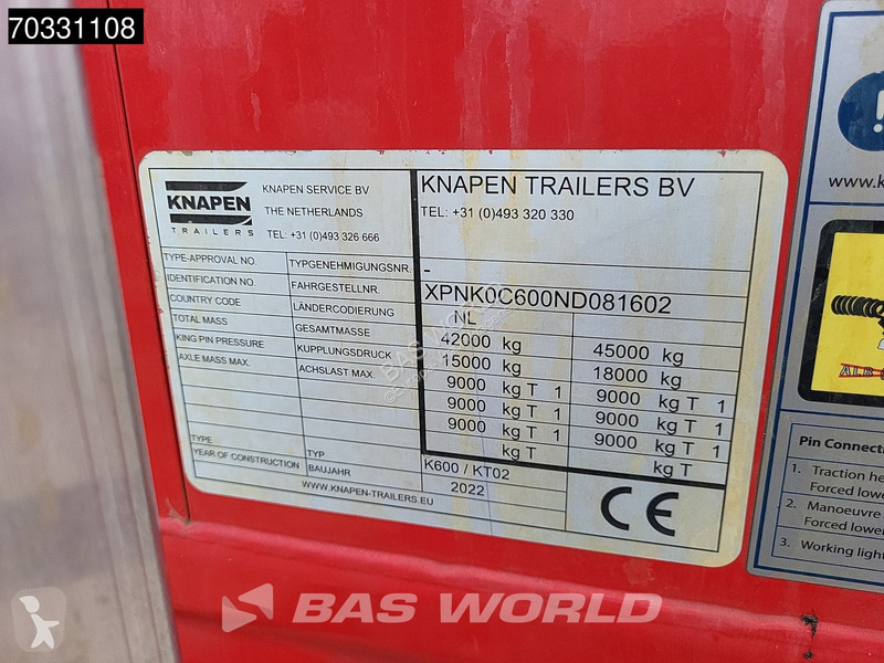 نصف مقطورة Knapen K600 Side Doors 10MM Lift Axle