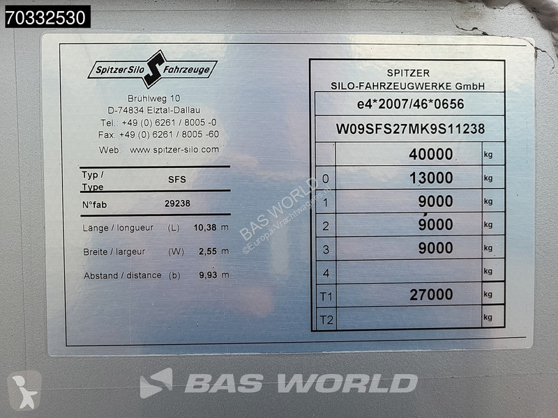 نصف مقطورة Spitzer SFS 2x Liftachse 39m3 Cement