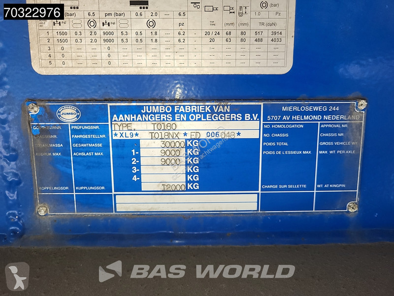 نصف مقطورة Jumbo T0180 2 axles LZV B-Double...